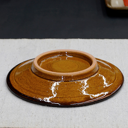 和食器 布志名焼 湯町窯 中皿 15cm 浪紋黄釉 濃茶 | うつわの店