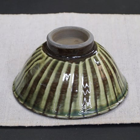 和食器 小鹿田焼 黒木昌伸窯 茶碗 大 13.5cm 刷毛目 緑