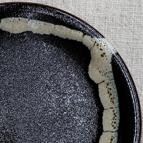 薩摩焼 和食器 龍門司焼 小皿 12cm 黒釉白流
