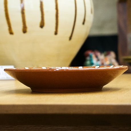 食器 ブルガリア トロヤン 中皿 18cm イエロー スリップウェア