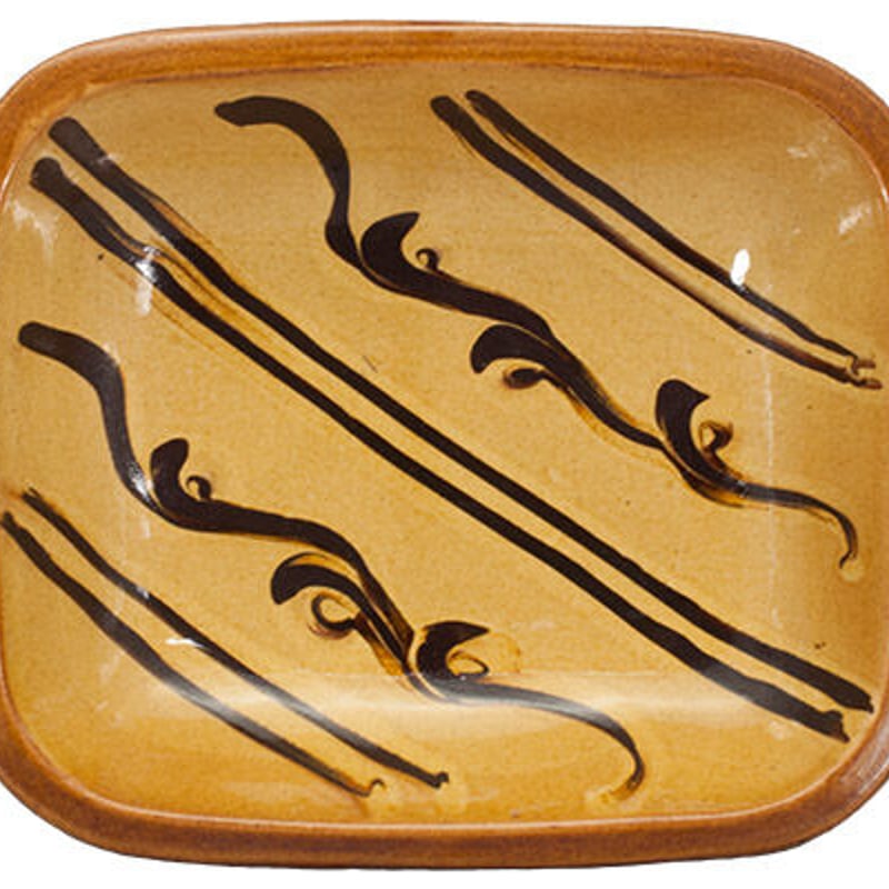和食器 布志名焼 湯町窯 大 角皿 19.5cm 浪紋濃茶 黄釉 | うつわの店