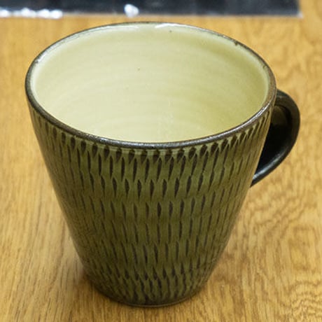 和食器 小鹿田焼 黒木昌伸窯 ショート マグカップ 180cc 飛び鉋 緑