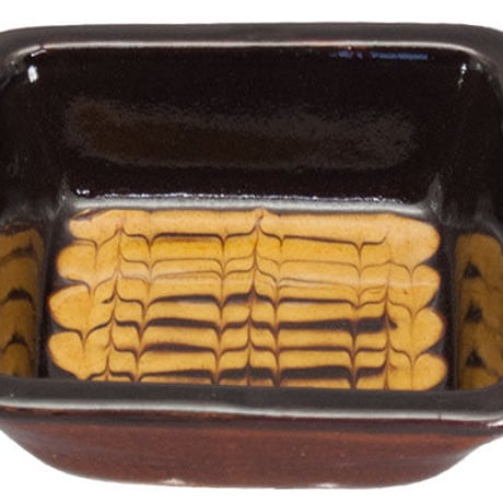 和食器 布志名焼 湯町窯 小 角鉢 12cm 鶉紋黄釉 濃茶