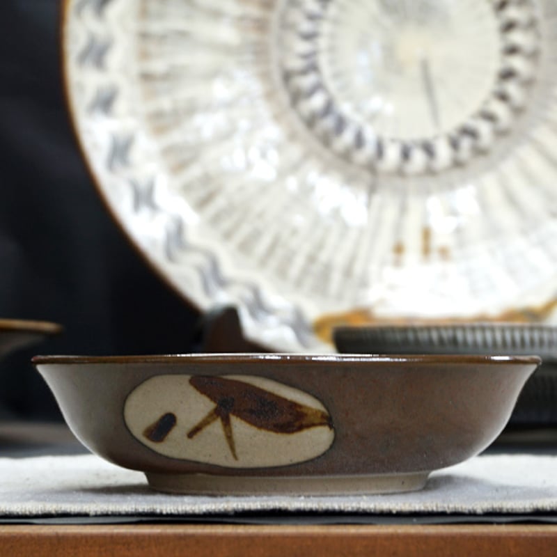 和食器 益子焼 中鉢 15cm 柿釉 外丸笹紋 | うつわの店 クラフトなかつか