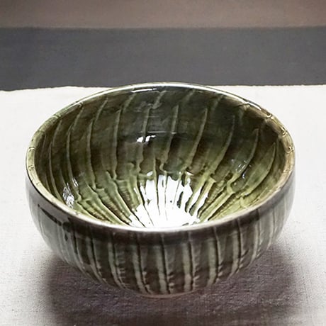 和食器 小鹿田焼 黒木昌伸窯 深 中鉢 15cm 刷毛目 緑