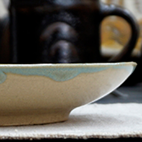 大皿 銘々皿 民芸 益子焼 グレー 深皿 計10枚セット 丸紋 笹