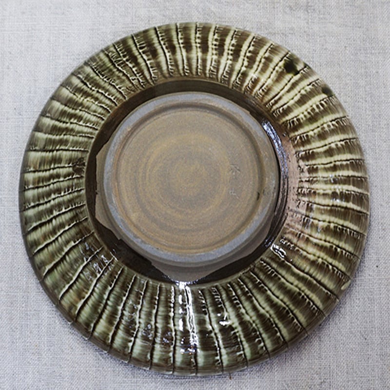 和食器 小鹿田焼 黒木昌伸窯 浅 大鉢 21cm 刷毛目 緑 | うつわの店
