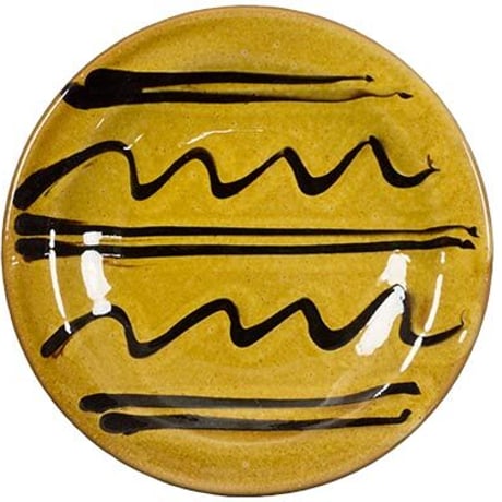 和食器 布志名焼 湯町窯 中皿 13.5cm 浪紋濃茶 黄釉
