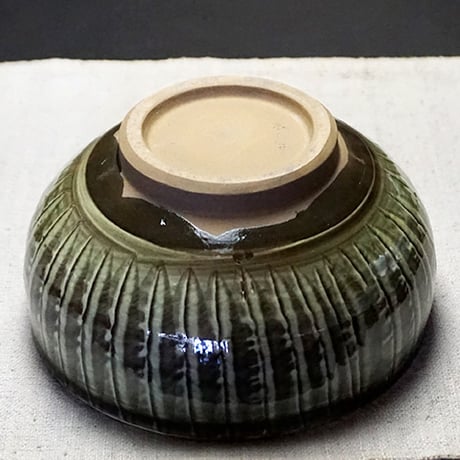 和食器 小鹿田焼 黒木昌伸窯 深 中鉢 15cm 刷毛目 緑