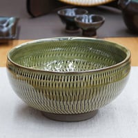 和食器 小鹿田焼 黒木昌伸窯 深 中鉢 15cm 飛び鉋 緑