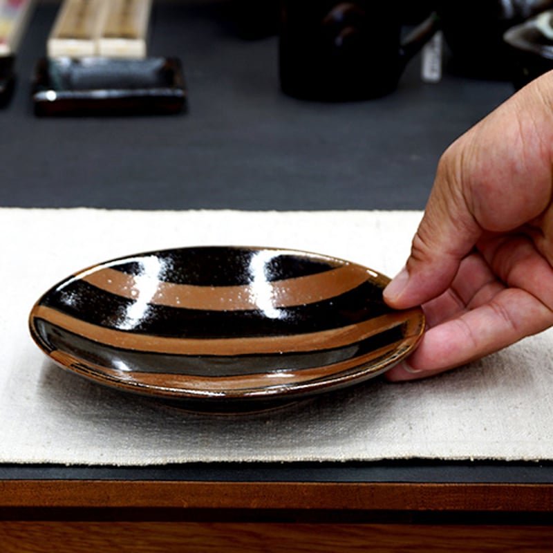 和食器 益子焼 中皿 15cm 柿釉 三流し | うつわの店 クラフトなかつか