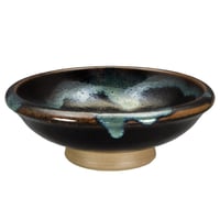 薩摩焼 和食器 龍門司焼 反り 中鉢 16cm 黒釉 青流