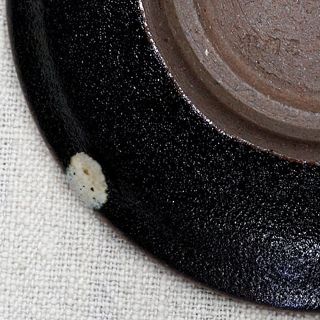 薩摩焼 和食器 龍門司焼 小皿 12cm 黒釉白流