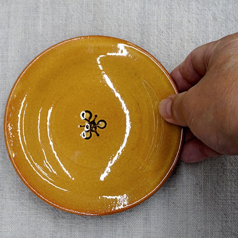 和食器 布志名焼 湯町窯 中皿 13.5cm 花紋濃茶 黄釉 | うつわの店