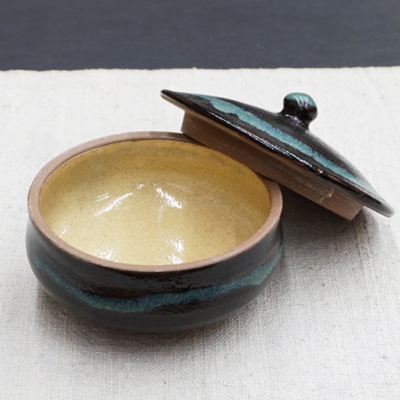和食器 龍門司焼 蓋物 しゅけ 小 140cc 黒釉青流 | うつわの店 和食器 龍門司焼 蓋物 しゅけ 小 140cc 黒釉青流 | うつわの店
