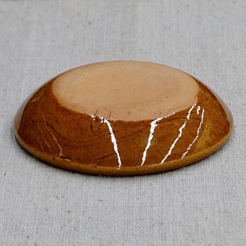 和食器 布志名焼 湯町窯 豆皿 9cm 花紋濃茶 黄釉 | うつわの店