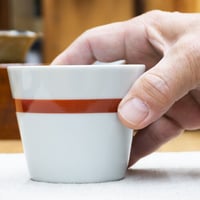 和食器 砥部焼 梅山窯 蕎麦猪口 150CC 朱線