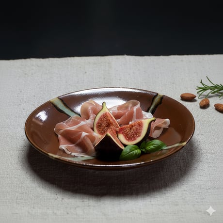 和食器 益子焼 小皿 12cm 柿釉 十字紋