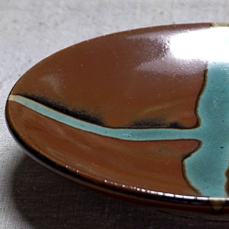 和食器 益子焼 中皿 15cm 柿釉 十字紋 | うつわの店 クラフトなかつか