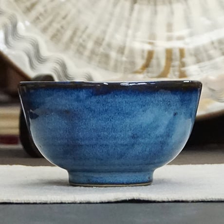 和食器 布志名焼 雲善窯 茶碗 大 12cm コバルトブルー