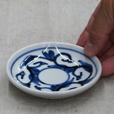 和食器 砥部焼 貞山窯 豆皿 10cm 玉渕 唐草