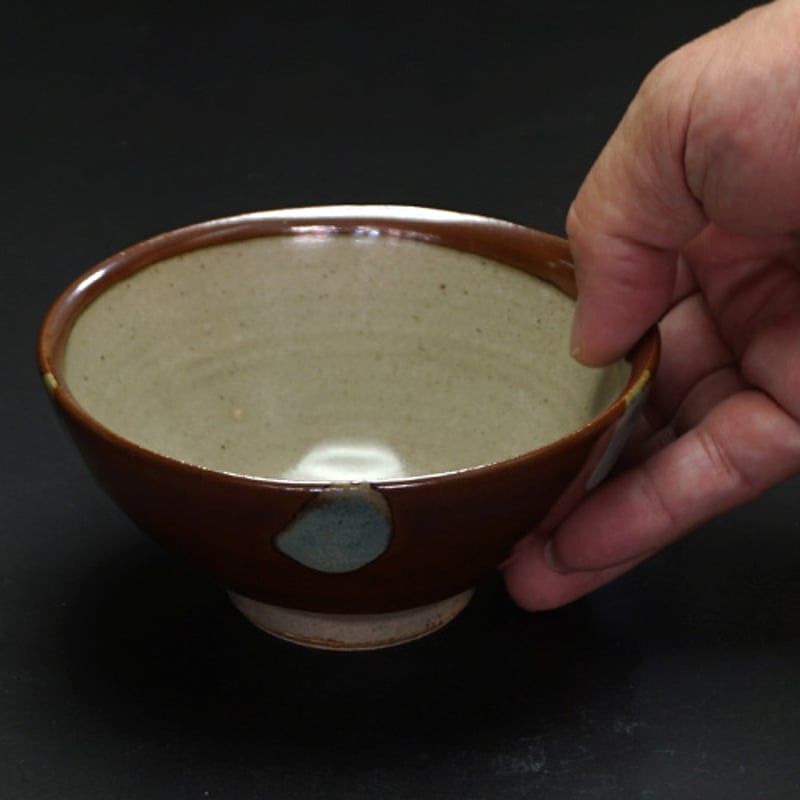 和食器 益子焼 茶碗 中 12cm 柿釉 青流し | うつわの店 クラフトなかつか