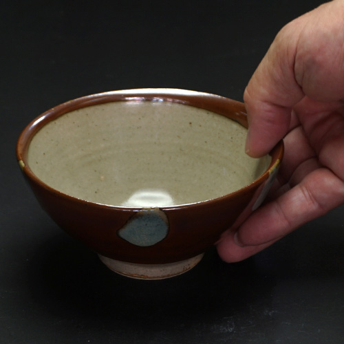 和食器 益子焼 茶碗 中 12cm 柿釉 青流し | うつわの店 クラフトなかつか