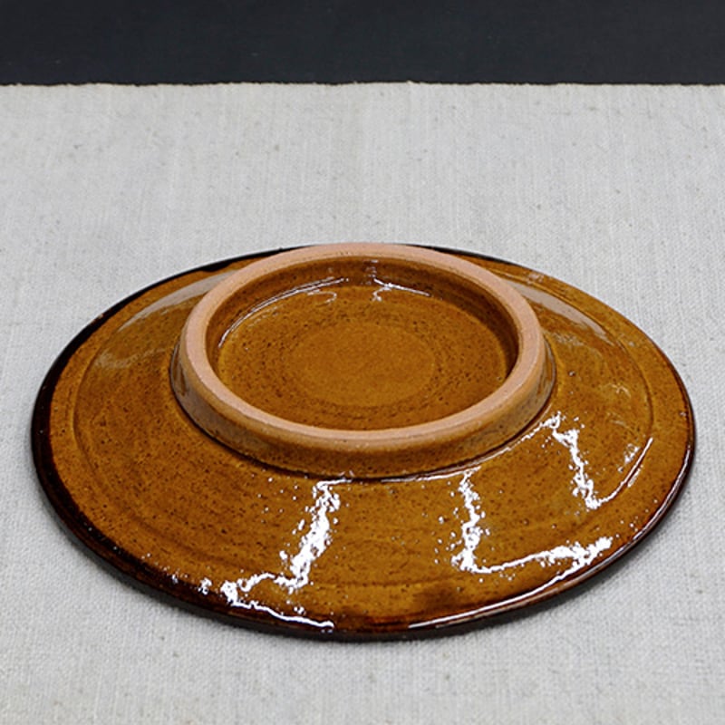 和食器 布志名焼 湯町窯 中皿 15cm 浪紋黄釉 濃茶 | うつわの店