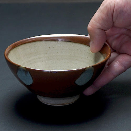 和食器 益子焼 茶碗 中 12cm 柿釉 青流し | うつわの店 クラフトなかつか