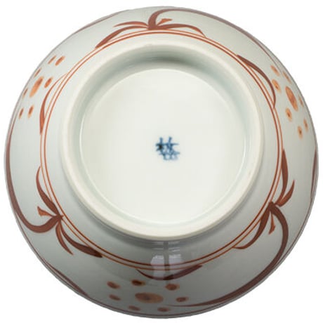 和食器 砥部焼 梅山窯 茶碗 大 12cm 赤 太陽