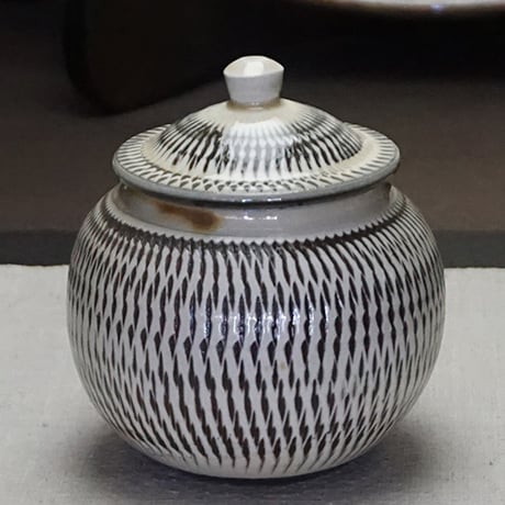 和食器 小鹿田焼 黒木昌伸窯 蓋物 360ml 飛び鉋 白