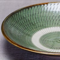 和食器 小鹿田焼 黒木昌伸窯 中皿 18cm 飛び鉋 緑