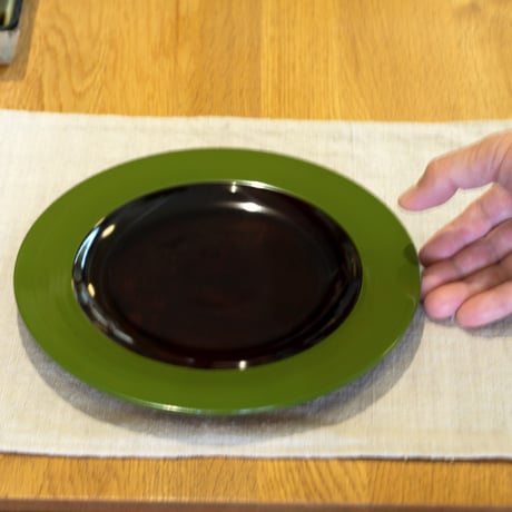 漆器 木の器 カラー プレート 21cm グリーン