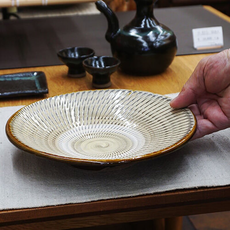 和食器 小鹿田焼 黒木昌伸窯 大皿 21cm 飛び鉋 白 | うつわの店