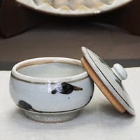 和食器 布志名焼 袖師窯 蓋物 10cm りんどう 白