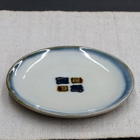 和食器 布志名焼 袖師窯 中皿 17cm 市松 二色