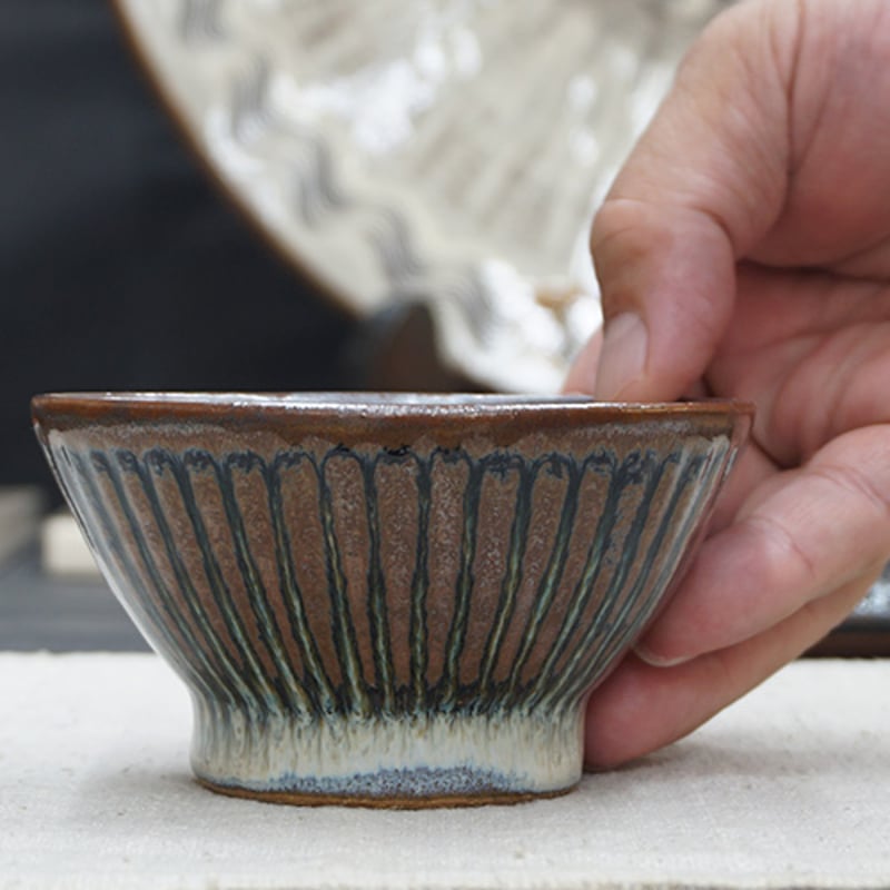和食器 布志名焼 湯町窯 茶碗 小 10.5cm しのぎ 海鼠釉 | うつわの店