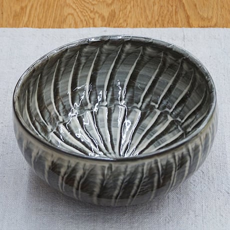 和食器 小鹿田焼 黒木昌伸窯 深 中鉢 15cm 刷毛目 白