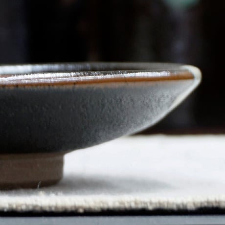 薩摩焼 和食器 龍門司焼 小皿 12cm 黒釉白流