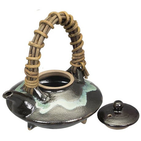 薩摩焼 酒器 龍門司焼 茶家 じょか 180cc 黒釉青流