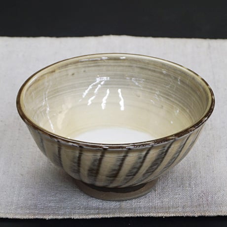 和食器 小鹿田焼 黒木昌伸窯 茶碗 大 13.5cm 刷毛目 白