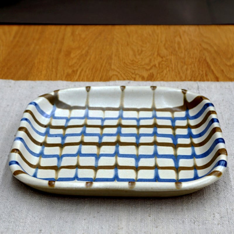 和食器 布志名焼 袖師窯 大角皿 18cm スリップ 白 | うつわの店
