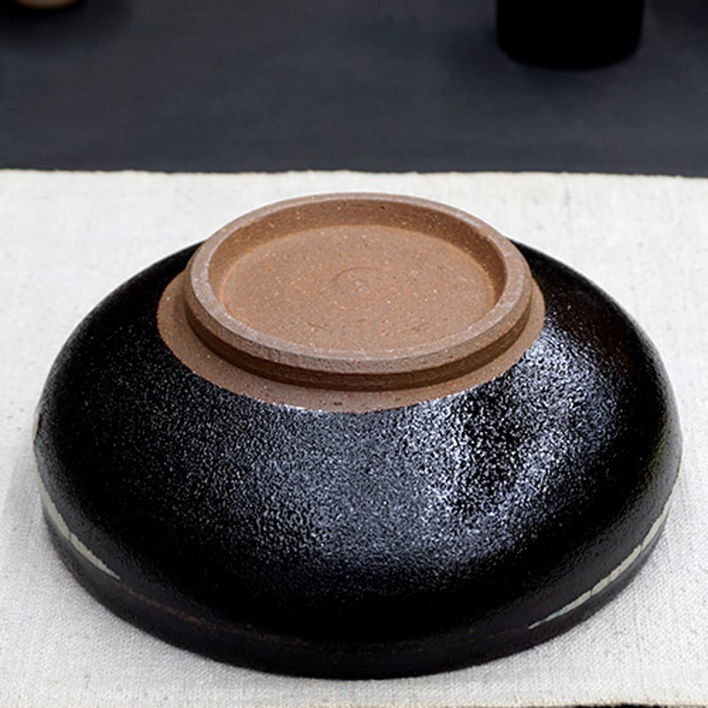和食器 龍門司焼 大鉢 17cm 黒釉白流 | うつわの店 クラフトなかつか