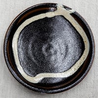 薩摩焼 和食器 龍門司焼 中皿 15cm 黒釉白流