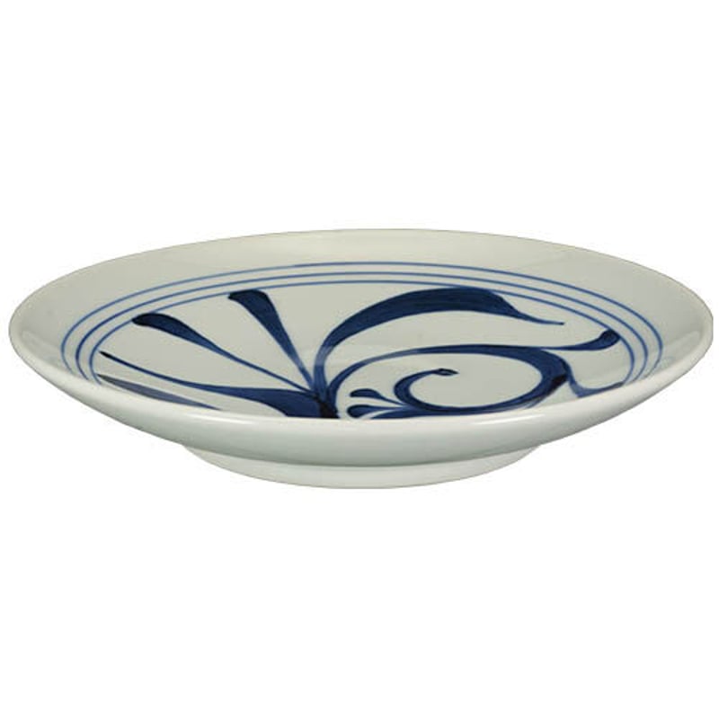 砥部焼 呉須わらび手 タコ唐草 八寸皿 亮秀窯 染付唐草