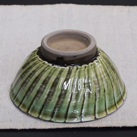 和食器 小鹿田焼 黒木昌伸窯 茶碗 小 12cm 刷毛目 緑