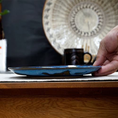 和食器 布志名焼 雲善窯 大皿 21cm うぐいす茶 | うつわの店 クラフト