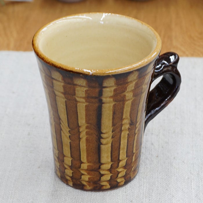 和食器 布志名焼 湯町窯 マグカップ 小 180cc 鶉紋濃茶 艷飴釉