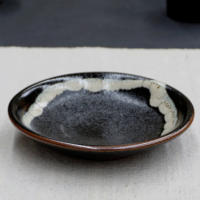 薩摩焼 和食器 龍門司焼 小皿 12cm 黒釉白流 | うつわの店 クラフト