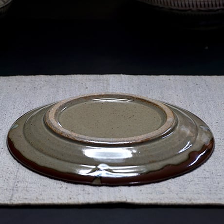和食器 益子焼 大皿 18cm 柿釉 十字紋